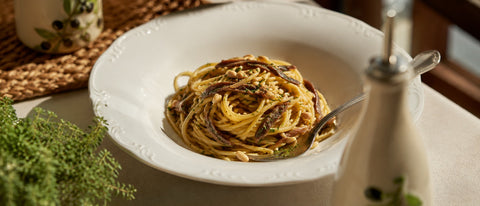 Receta Linguine con Anchoas y Piñones