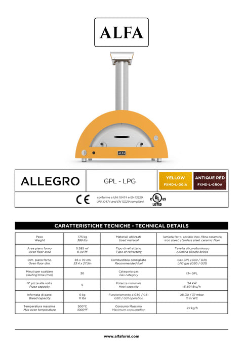 Forno 5 Pizze Allegro Moderno Linea Gas