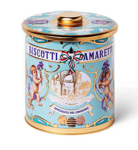 Biscottiera Vintage con Amaretti Croccanti, Morbidi e Cioccolato